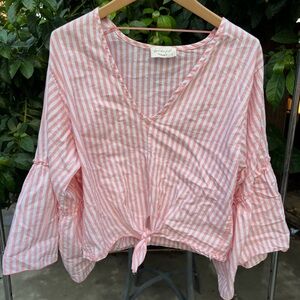 Lavender field striped flowy top